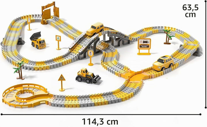 TEMI 236 PCS Autorennbahn Spielzeug für 3 4 5 6 Jahre alte Jungen, Flexible Rennstrecken Playset mit