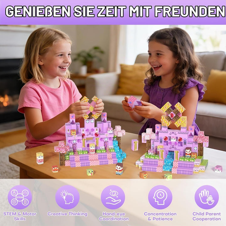 Magnetische Bausteine, Magnetic Blocks 200 PCS ab 3 Jahre Kinder, Magnetbausteine für Jungen Mädchen
