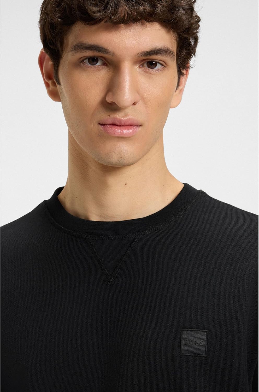 BOSS Herren Westart Relaxed-Fit Sweatshirt aus Baumwolle mit Logo-Aufnäher XS Black1, XS Black1