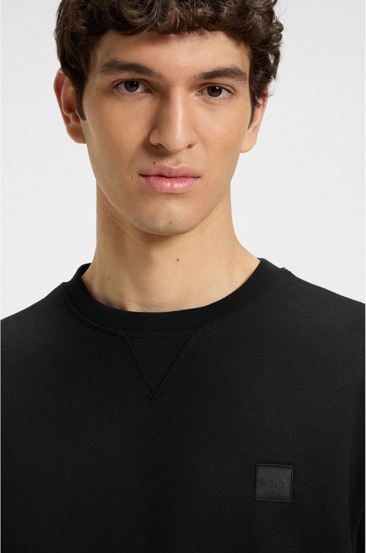BOSS Herren Westart Relaxed-Fit Sweatshirt aus Baumwolle mit Logo-Aufnäher XS Black1, XS Black1