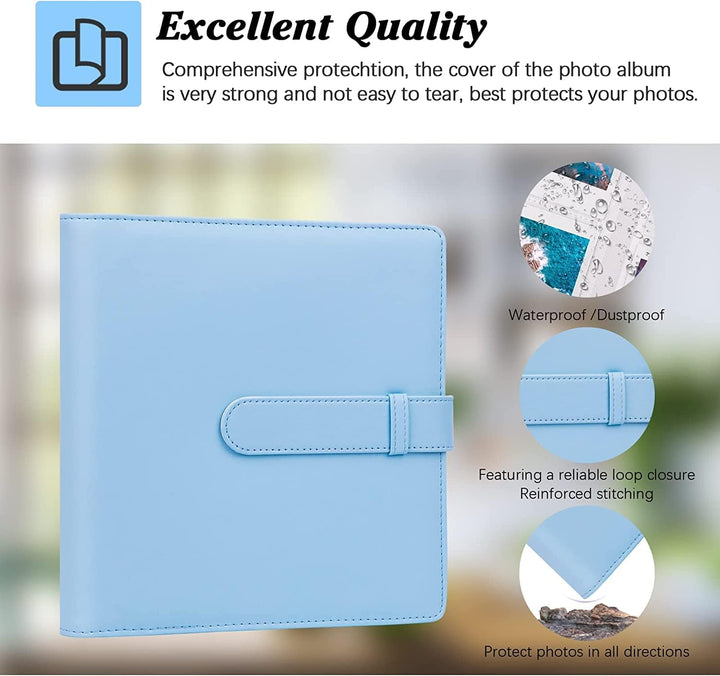 Crefotu Tasche Hülle mit 256 Taschen Fotoalbum für für Fujifilm Instax Mini 12 Sofortbildkamera (Bla