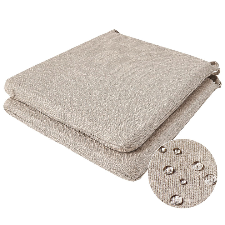 BALCONY & FALCON 2er Set Stuhlkissen in Beige mit Bindebänder: 38–42 cm grosse, trapezförmige Sitzki