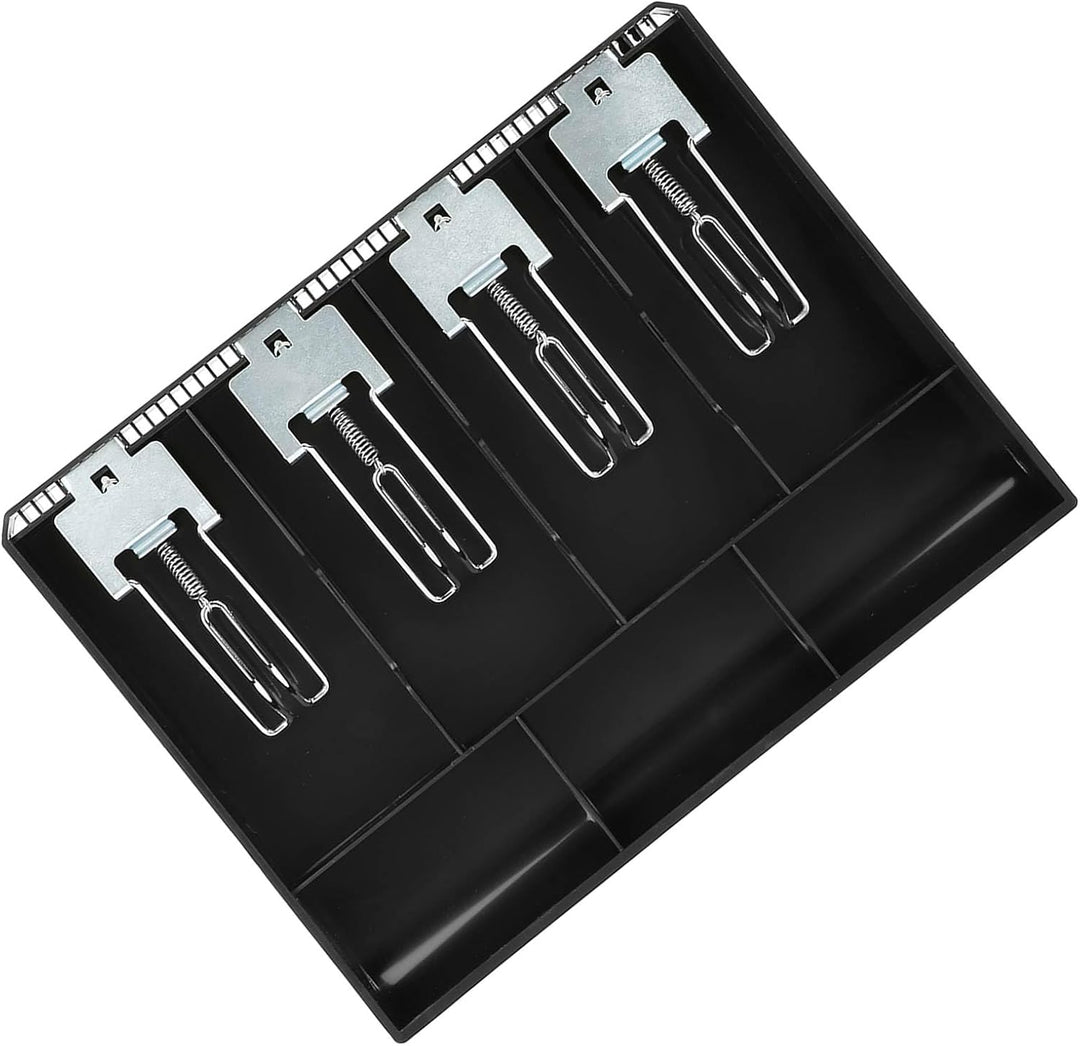 Global Cash Drawer Insert Tray 4 Geldscheine / 3 Münzfächer ABS Coin Cash Tray zur Geldlagerung Schw