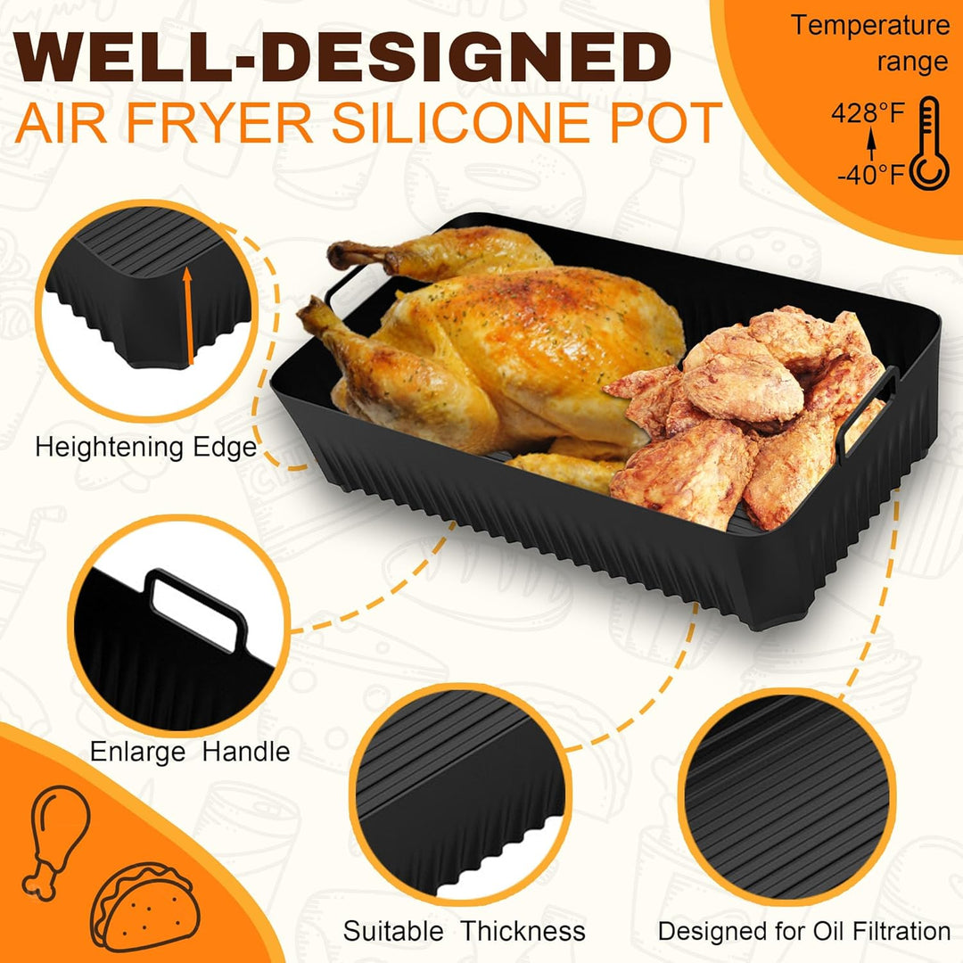 Silikonform Heissluftfritteuse Zubehör für Cosori Twinfry 10L, 3 Stück Silikonform Airfryer Heissluf