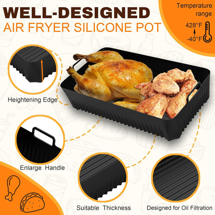 Silikonform Heissluftfritteuse Zubehör für Cosori Twinfry 10L, 3 Stück Silikonform Airfryer Heissluf