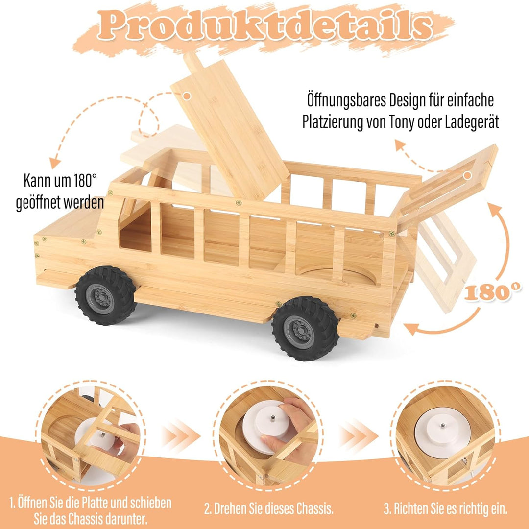 Regal kompatibel für Toniebox 2/1,Tonie Figuren Regal, für Tonies und Toniebox (Wooden SUV with 35Pc