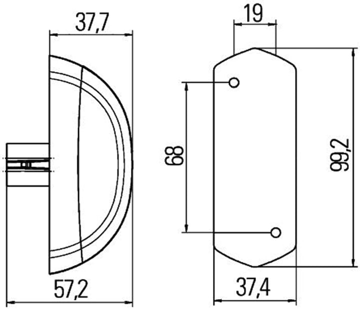 HELLA - Umrissleuchte - LED - 24V - LED-Lichtfarbe: rot/weiss - seitlicher Anbau - 2XS 205 020-011,