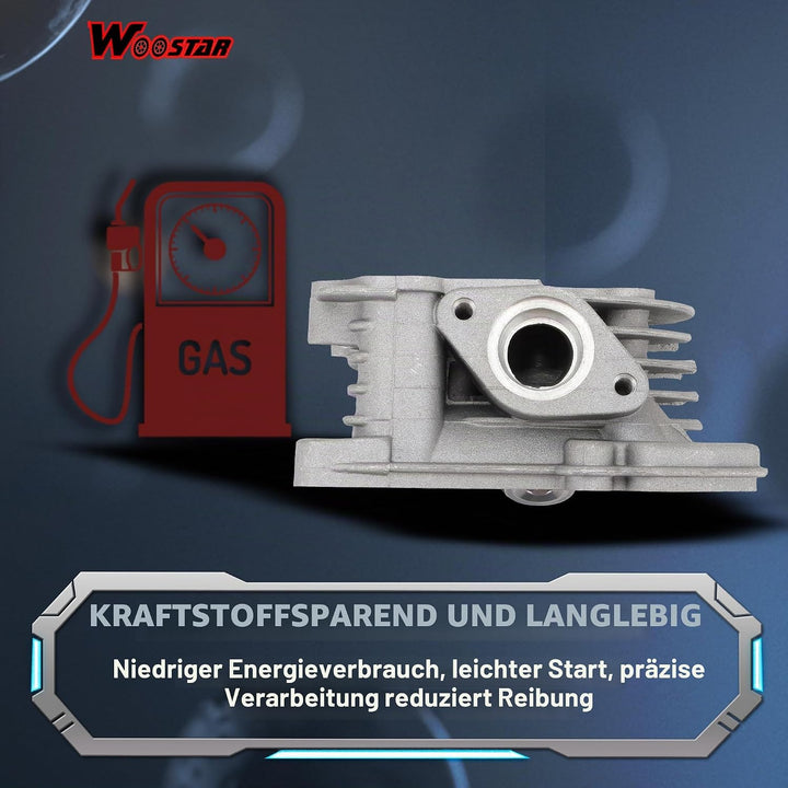 WOOSTAR 39mm Zylinderkopf 64mm Ventile Ersatz für 4-Takt GY6 49ccm 50ccm ATV Roller Moped 139QMA 139