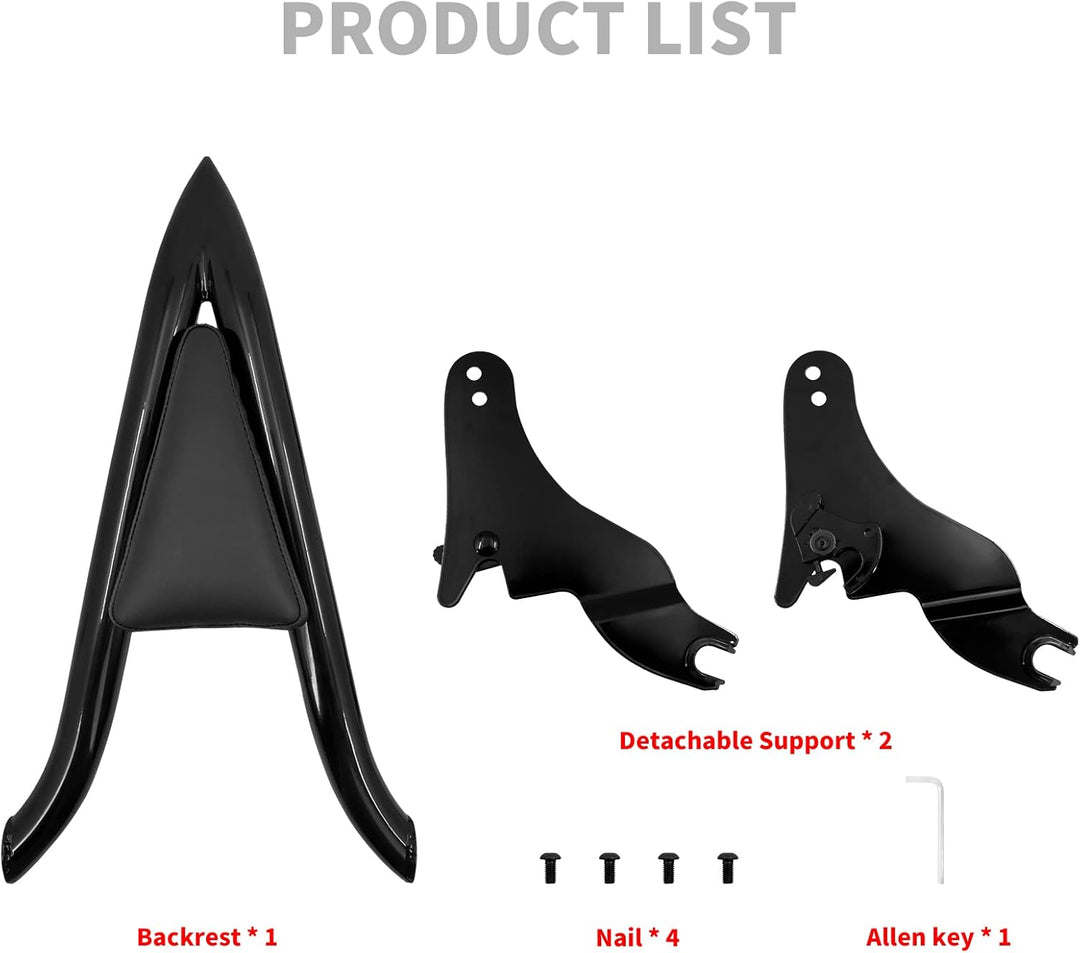 HDBUBALUS Abnehmbare hintere Sissy Bar Rückenlehne für Harley Touring Road King Road Glide Street Gl