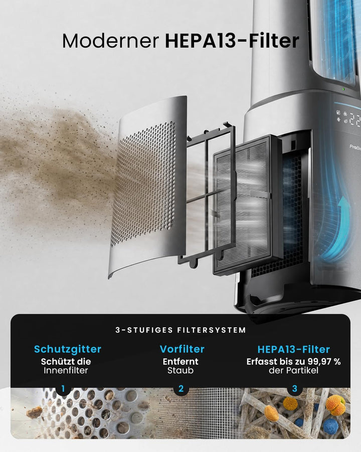 Pro Breeze OmniAir 105cm rotorloser Ventilator mit Luftreiniger - Ventilator oszillierend 75° - Fern