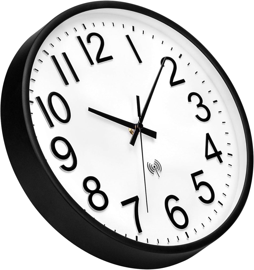NESIFEE Moderne Funkuhr, Funkuhr geräuschlos Wanduhr Ohne Tickgeräusche, gut lesbar, batteriebetrieb