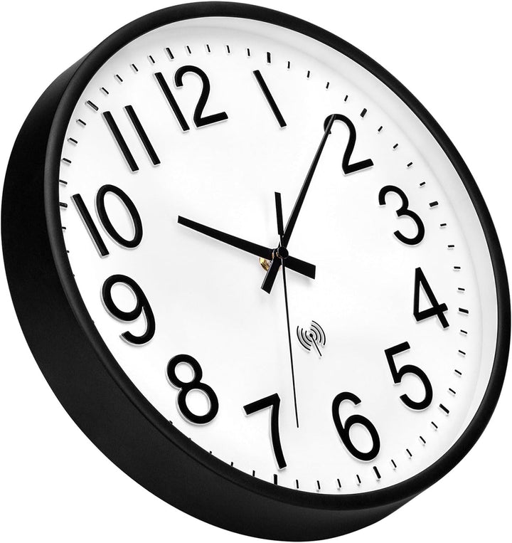 NESIFEE Moderne Funkuhr, Funkuhr geräuschlos Wanduhr Ohne Tickgeräusche, gut lesbar, batteriebetrieb