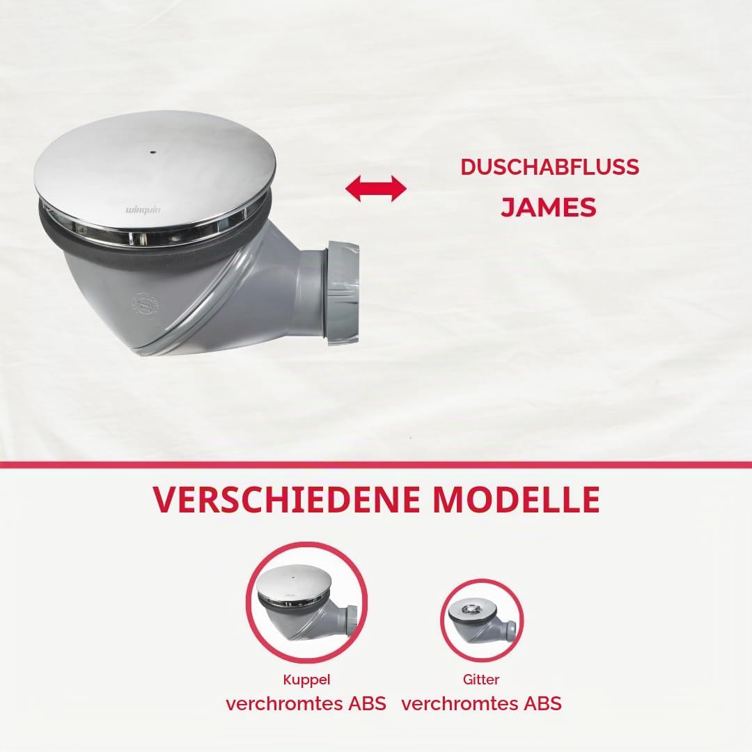 Wirquin James 30720466 Duschablauf D90 mit verchromter Kuppel, grau