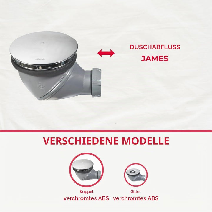 Wirquin James 30720466 Duschablauf D90 mit verchromter Kuppel, grau