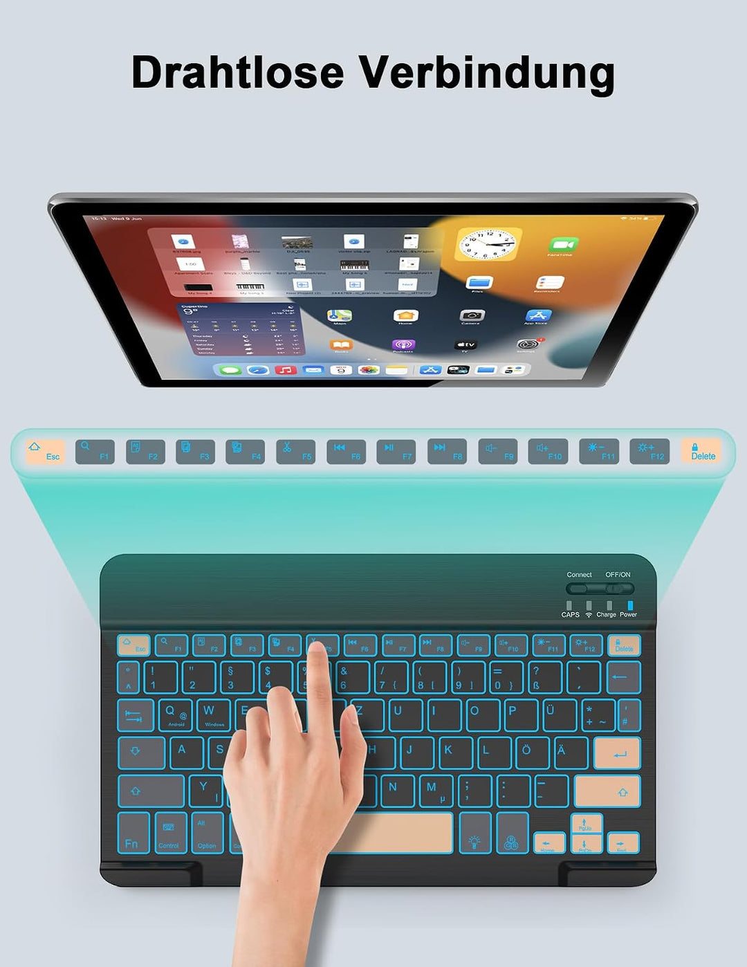 LAMA Kabellose Bluetooth Tastatur &amp; Maus, wiederaufladbare Universal Tablet Tastatur, kompatible mit