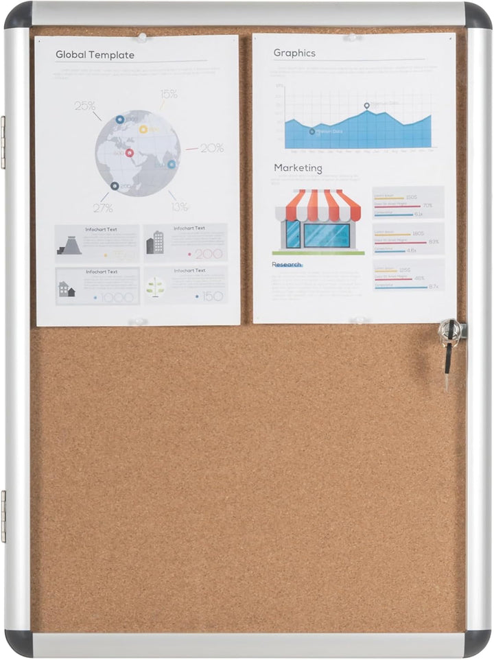 Bi-Office Schaukasten Vitrine"Enclore", Kork, geeignet für 4 x DIN A4, silberner Aluminiumrahmen, ab