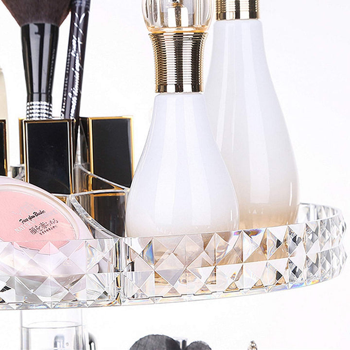 TRIXES Bilden-Organizer - 360 Grad Kosmetik Organiser - 3-stöckiger, klarer Acrylständer - Drehbares