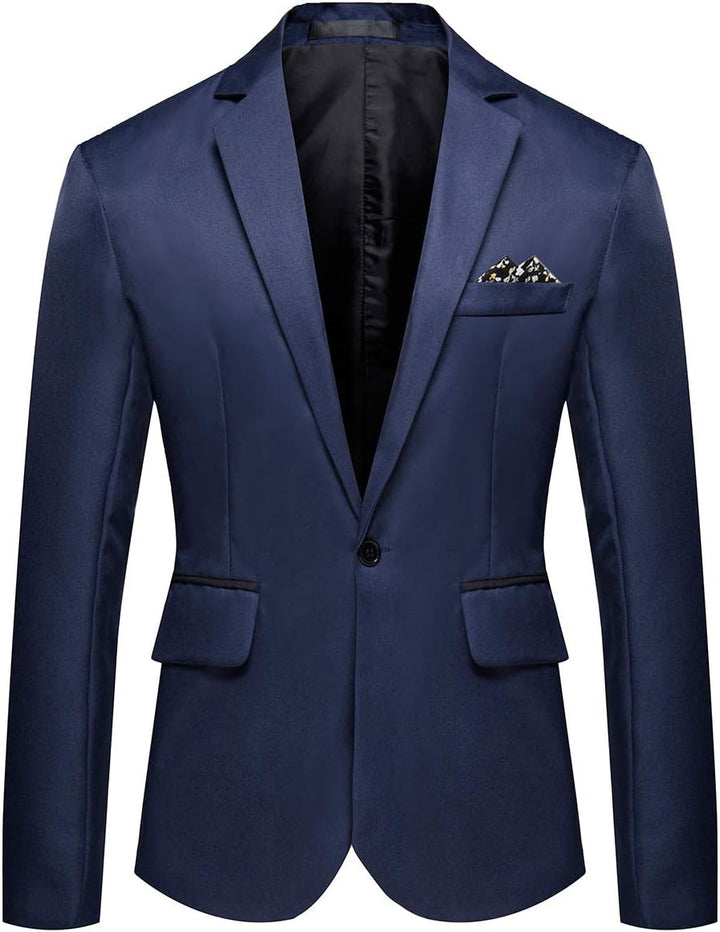 YOUTHUP Sakko Herren Leichter Regular Fit Anzug Jacke für Männer Freizeit Jackett Blazer Marine M, M