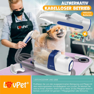 KESSER® Hundeschermaschine mit Staubsauger | Leise Schermaschine mit AKKU | Haustierpflegeset mit Zu