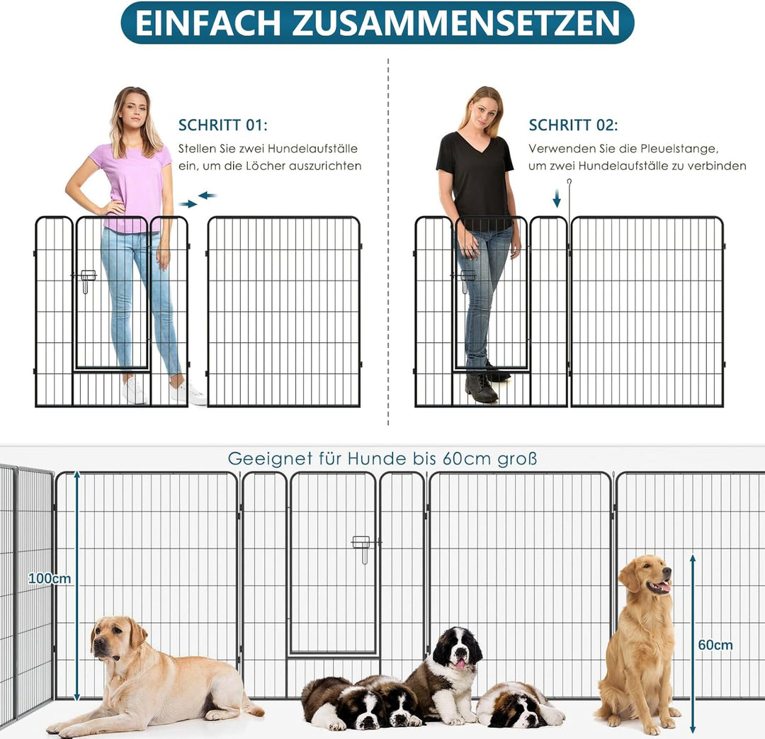 Qianruida Welpenauslauf 80cm Hoch Hundelaufstall Welpenlaufstall für Wohnung/Draussen Freilaufgehege