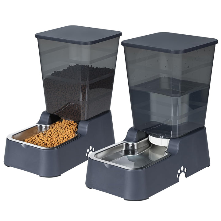 Automatischer Futterspender und Wasserspender für Hunde und Katzen, mit 304 Edelstahlnapf, geeignet