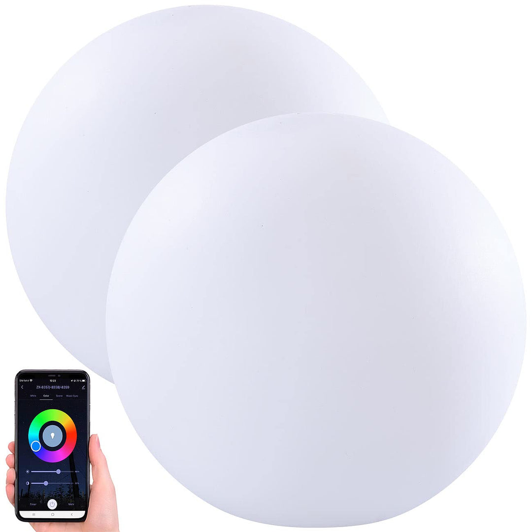 Luminea Home Control WLAN Akku Leuchtkugel: 2er-Set WLAN-Akku-Leuchtkugeln, RGBW-LEDs, App, 576 lm,