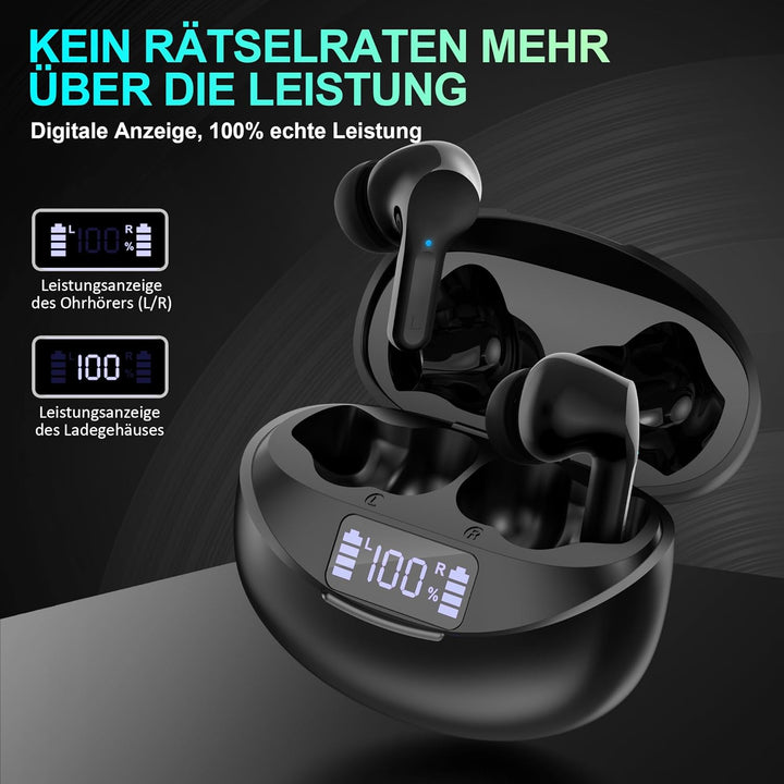 Bluetooth Kopfhörer Kabellos in Ear - Bluetooth 5.3 Hi-Fi Stereo Deep Bass Kabellose Kopfhoerer Nois