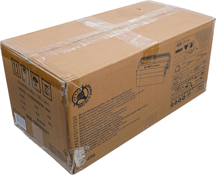 BGS Diy 6056 | Metall-Werkzeugkoffer inkl. Werkzeug-Sortiment | 86-tlg. Koffer mit Werkzeug, Koffer