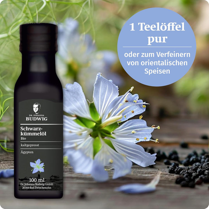 Dr. Budwig Premium Bio Schwarzkümmelöl Vorratspack gefiltert (4x 100ml) - nigella sativa - ätherisch