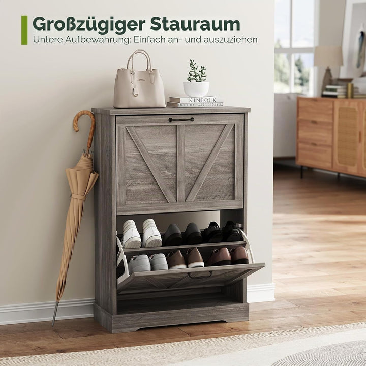 Smart FENDEE Schuhschrank, Schuhschrank für den Eingangsbereich, mit 2 Klappschubladen, schmaler Bau