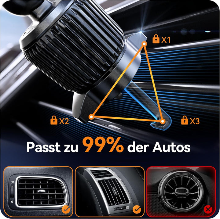 Auckly Handyhalterung Auto mit Ladefunktion, 【60W PD+QC+Sauger+Clip】 Qi 15W Fast Wireless Charger Au