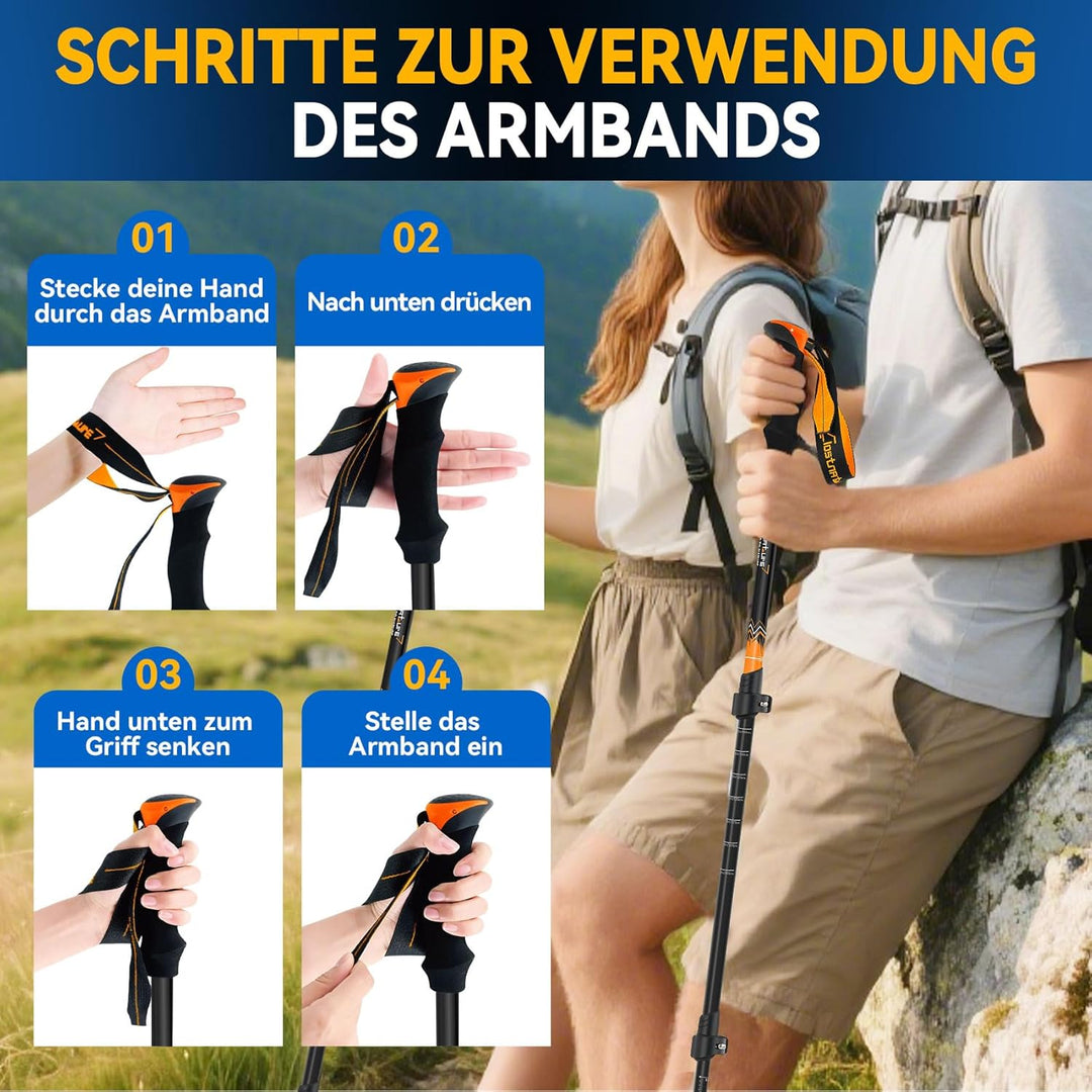 Clostnature Wanderstöcke Teleskop Aluminium - Nordic Walking Stöcke für Damen und Herren, 58-135cm L