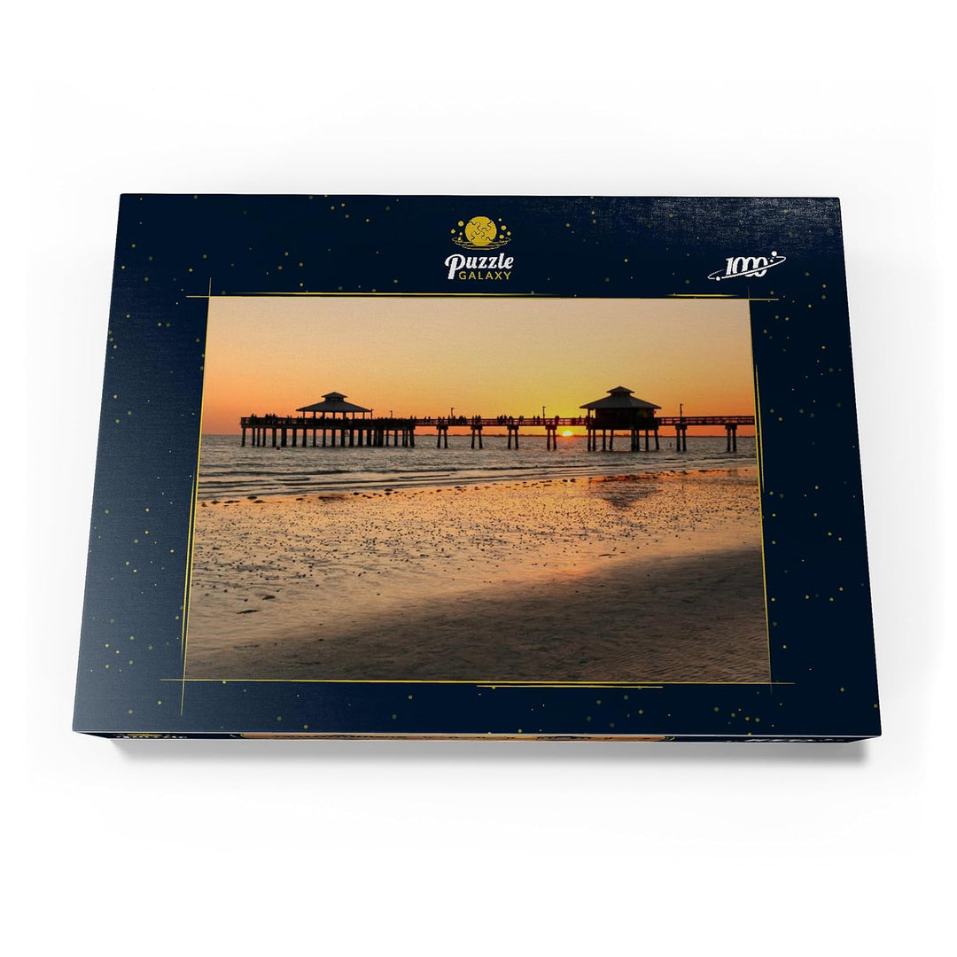 Sonnenuntergang am Pier in Fort Myers Beach an der Golfküste, Florida, USA - Premium 1000 Teile Puzz