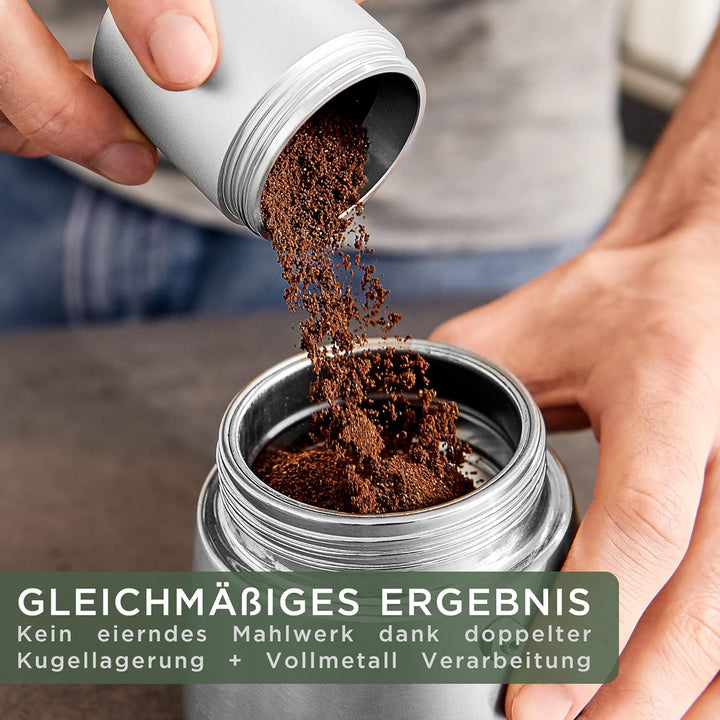WALDWERK Kaffeemühle - Manuell Mit Präzisem Edelstahlmahlwerk - Kegelmahlwerk Mit Holzgriff - Plasti