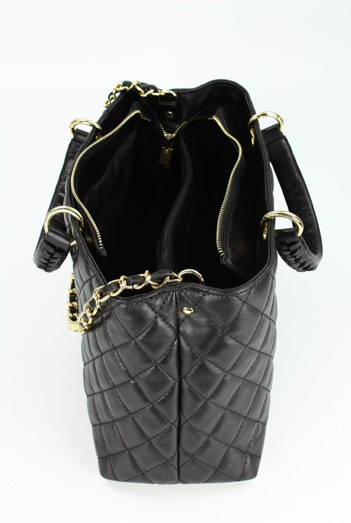 Belli edle italienische Echt Nappa Leder Damentasche Henkeltasche Umhängetasche gesteppt - 34x25x17