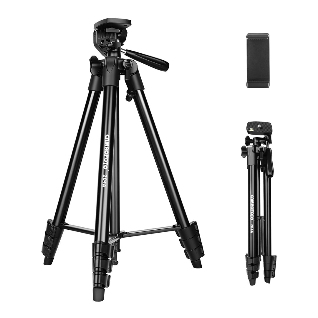 CAMBOFOTO 134 cm Leichtes Smartphone-Stativ, Aluminium-Stativ mit Handyhalterung, Kompatibel mit iPh