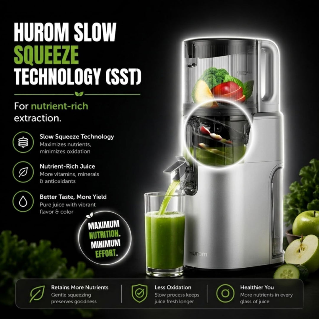 HUROM | H400 | Entsafter für Obst und Gemüse | Hurom Easy Clean H400 | Schneidschale | 150 Watt | BP