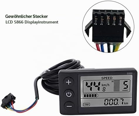 LCD-Display für Elektrofahrräder, S866 Wasserdichter Fahrradcomputer 24 V 36 V 48 V Elektroroller-Be