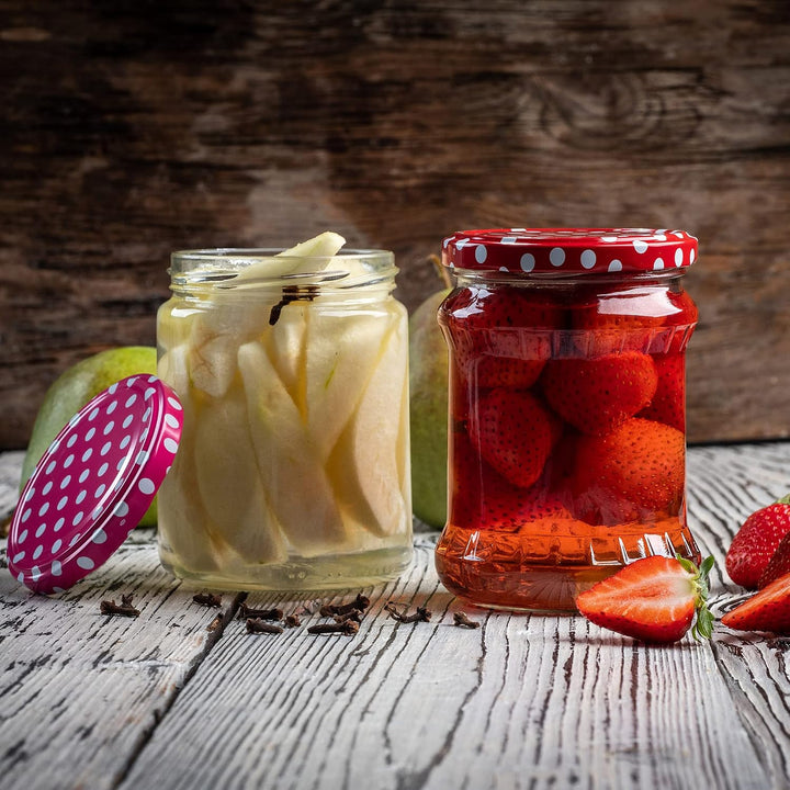 KADAX 24er Set Einmachgläser 500ml TO82 Himbeeren, Sturzgläser Mason Jar mit Schraubdeckel, Luftdich