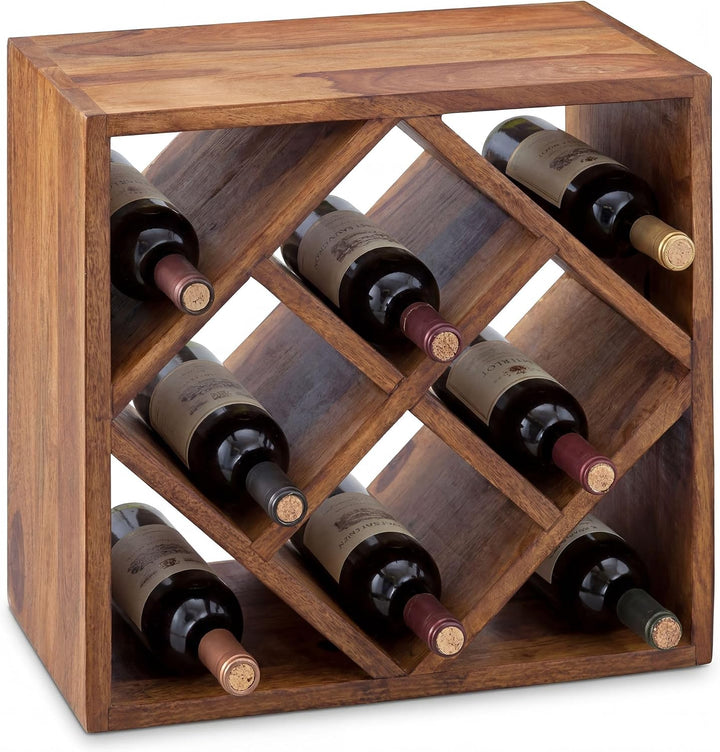 FineBuy Weinregal Massiv-Holz 40x40x25 cm klein stehend, Design Flaschenregal für die Küche, Standre