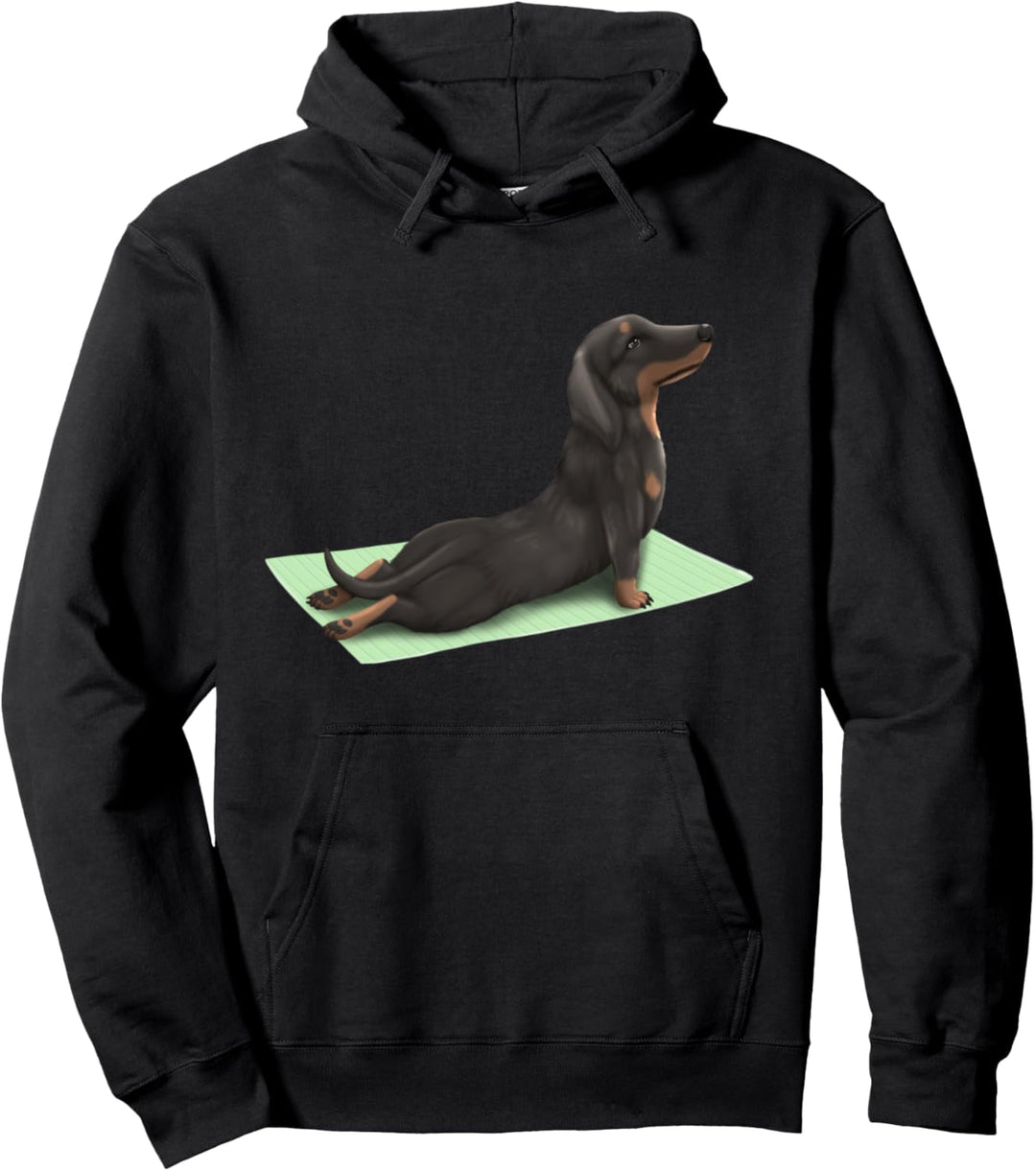 Dachshund Dog Yoga Pose Meditation Zen Workout Exercise Pullover Hoodie