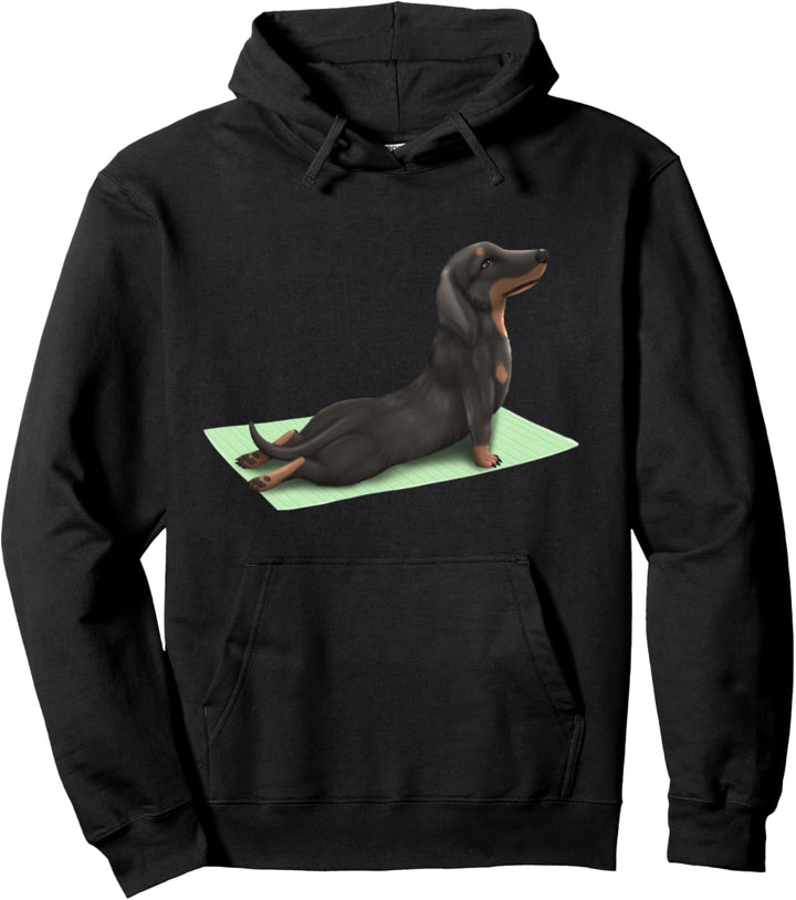Dachshund Dog Yoga Pose Meditation Zen Workout Exercise Pullover Hoodie