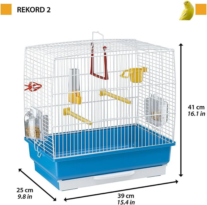 Ferplast Vogelkäfig Kanarienvogel, inkl. Vogelspielzeug, Vogel-Futternapf, Vogel-Sitzstangen, Weiss,