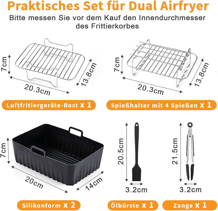 Airfryer Zubehör Set für Ninja Foodi AF300EU AF400EU, Hunnycook 10Pcs Airfryer Zubehör für 7.6L-9.5L