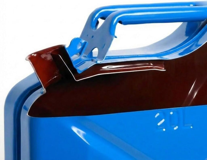 Oxid7® by BW Benzinkanister Metall 10 Liter mit Ausgiesser - Kraftstoffkanister Blau RAL 5005 - TÜV-