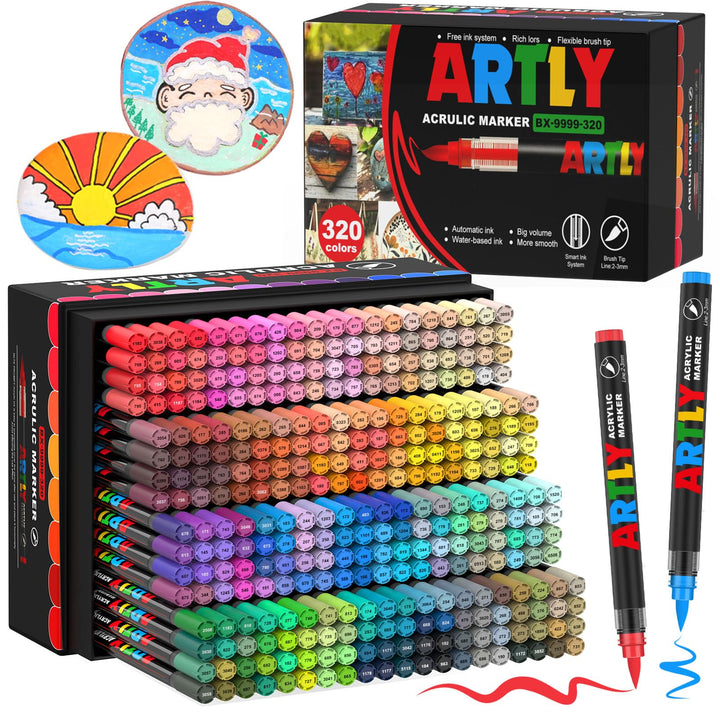Laconile 320 Acrylstifte Set - Professionelle Malstifte mit deckender Acrylfarbe für Steine, Keramik