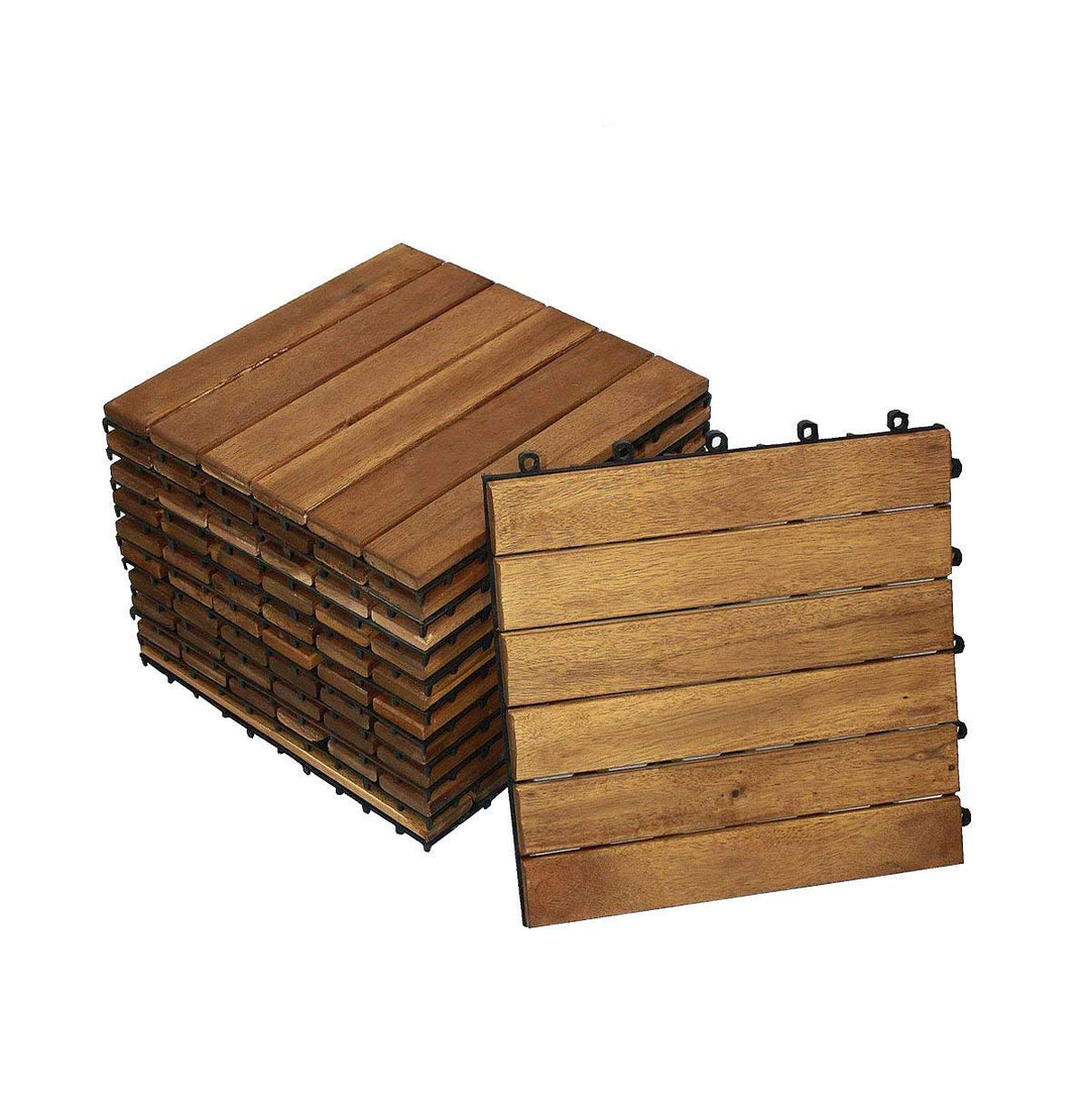 SAM Terrassen- Klickfliese 01, Holz- Akazie, 33 Fliesen für 3 m², 30x30cm, Garten Bodenbelag mit Dra