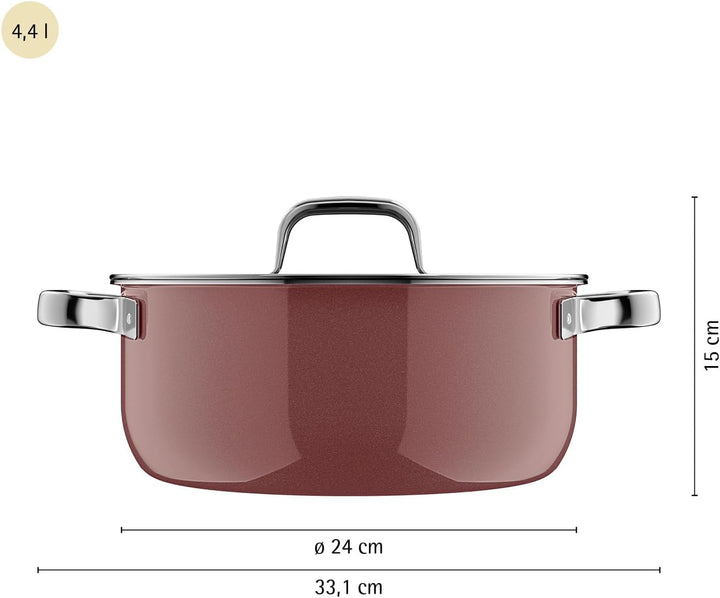 WMF Fusiontec Mineral Pro, Bratentopf mit Deckel, 24 cm, langlebiges, kratzfestes Material, Topf Ind
