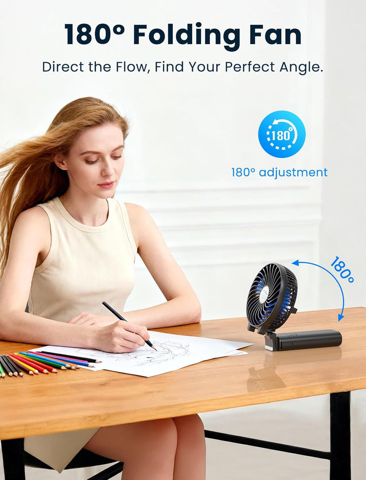 HandFan 5200mAh Akku Ventilator Tragbarer Handventilator Kleiner Ventilator Batterie mit Powerbank U