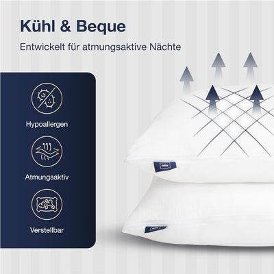 Fabsy Kopfkissen zum Schlafen 2er-Set–Luxuriöses Weiches Kühlendes Kopfkissen - Atmungsaktive Polyes